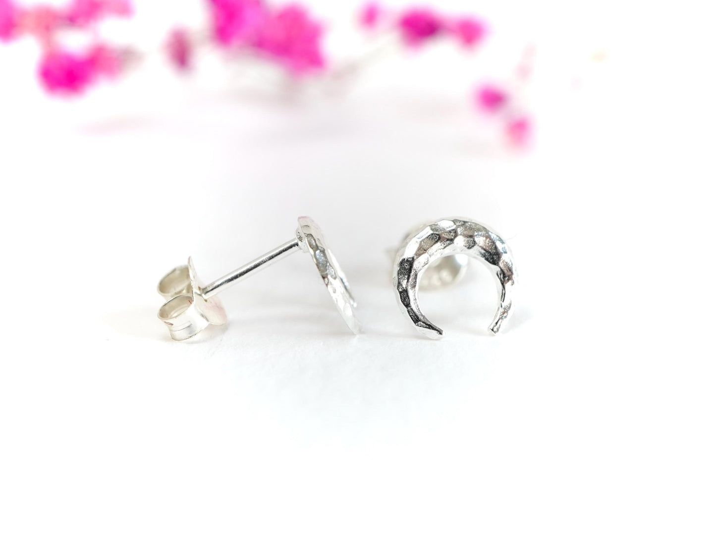 Hammered Crescent Moon Earrings * Stud earrings * Moon jewellery * Gift for her