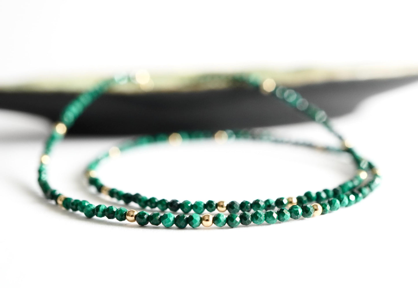 Faceted Malachite Necklace * Green stone * Delicate choker * Gift for her * Feminine