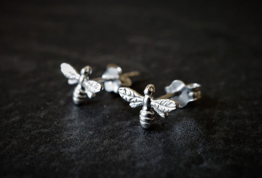 Bee Sterling Silver Stud Earrings* Bee fan* Gift for her * Honey Bee