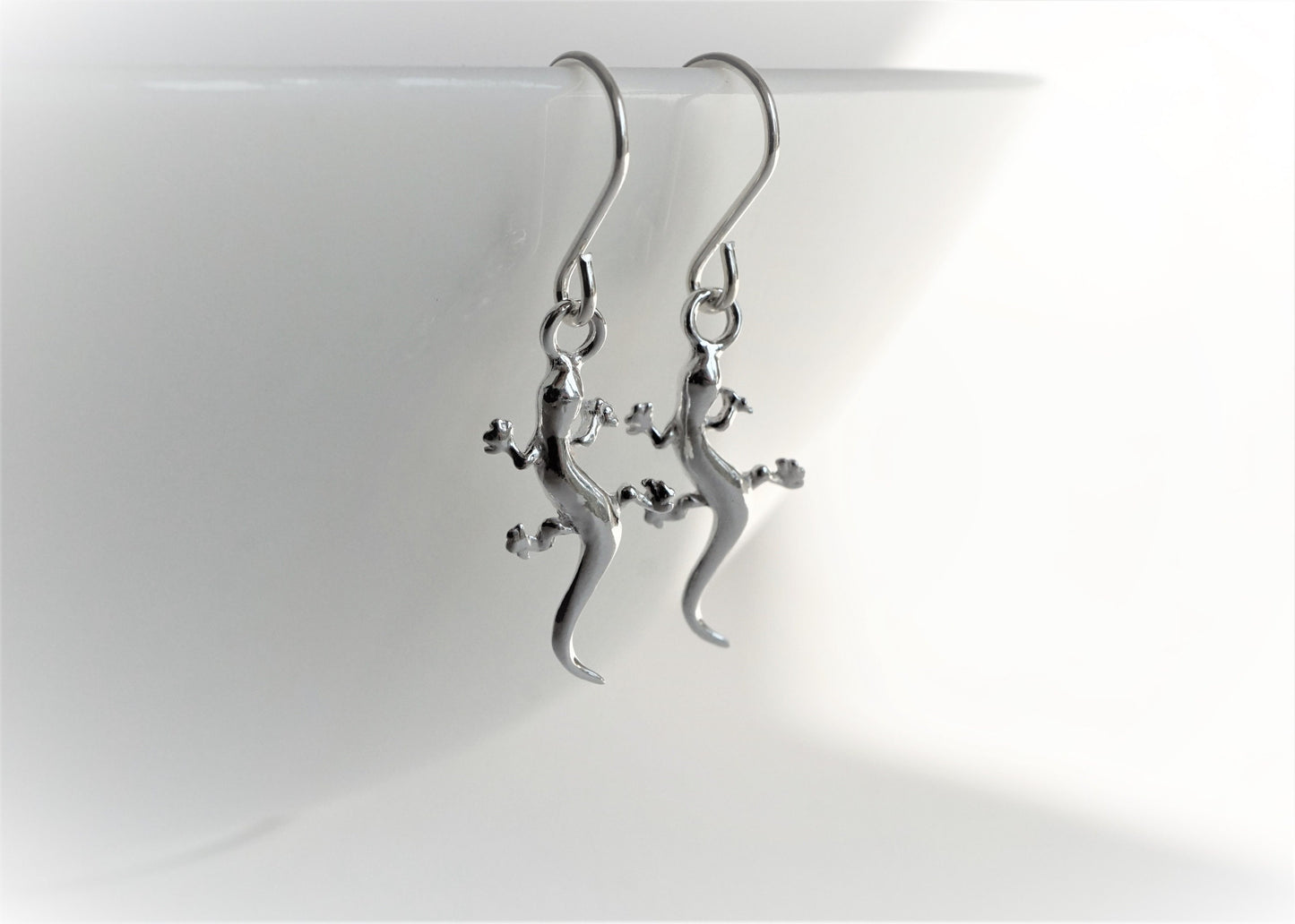 Sterling Silver Lizard Necklace * Gecko earrings * Camouflage * Symbol of freedom