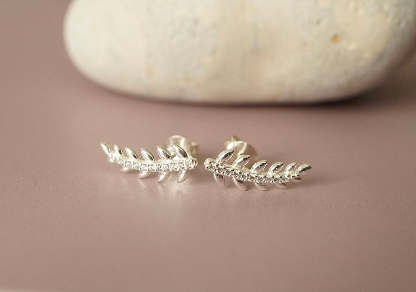 Sterling Silver Olive Leaf Stud* Dainty * Gift for her* Feminine * Silver leaf