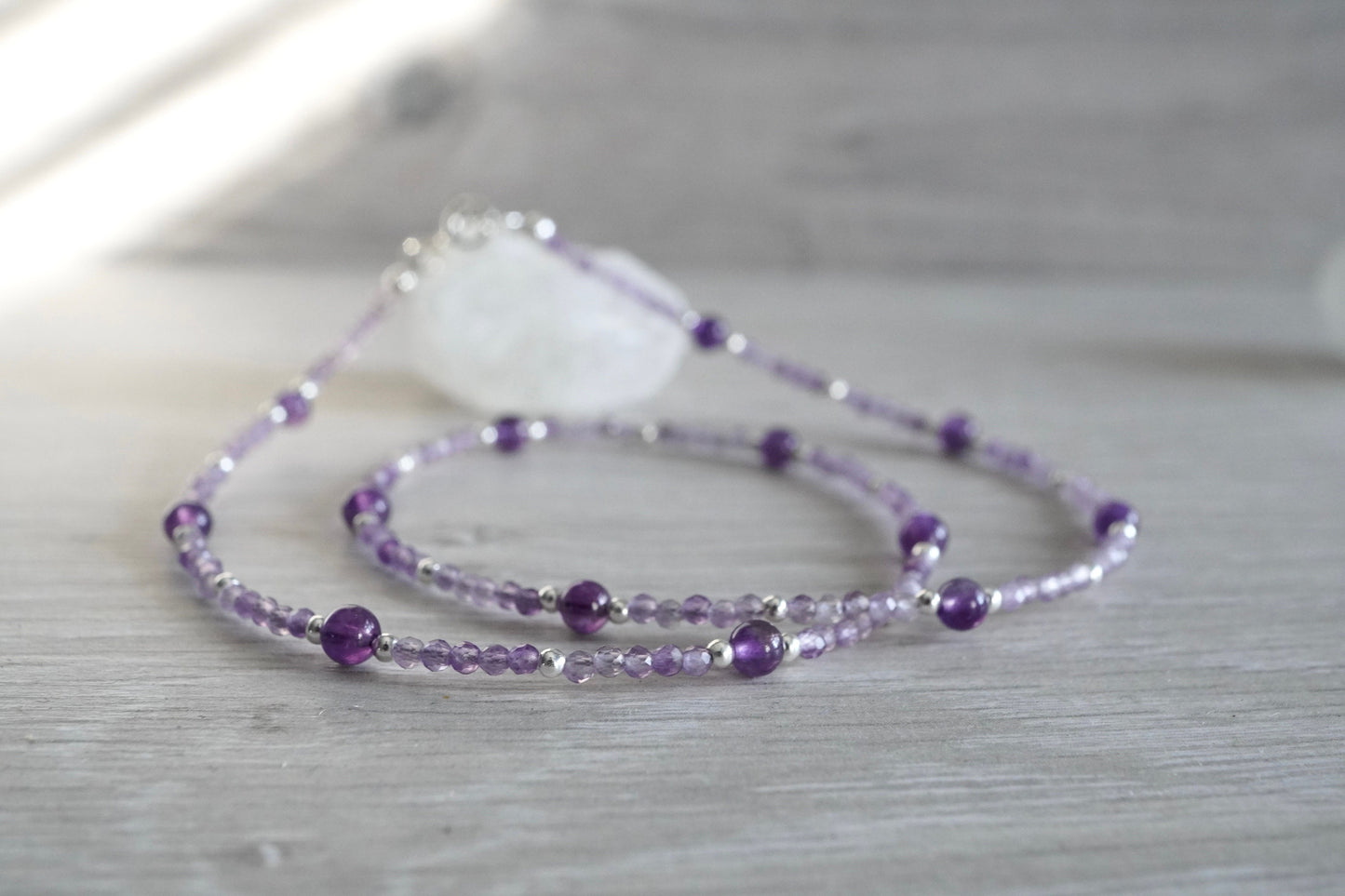 Dainty Amethyst Sterling Silver Necklace *February Birthstone Gift *Calming stone *