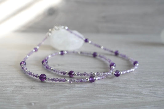 Dainty Amethyst Sterling Silver Necklace *February Birthstone Gift *Calming stone *