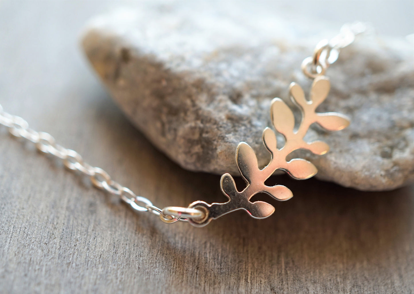 Sterling Silver Olive Branch Necklace* Dainty* Gift for her* Feminine* Silver leaf