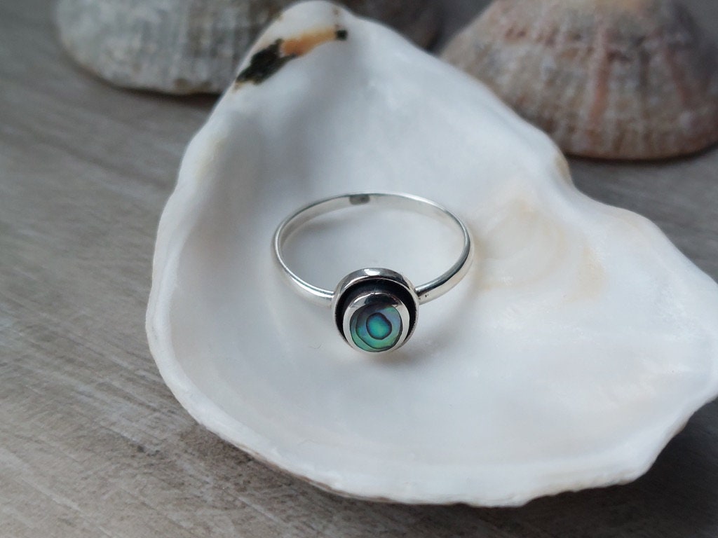 Sterling Silver Abalone Ring Size N/7, P/8, R/9 size