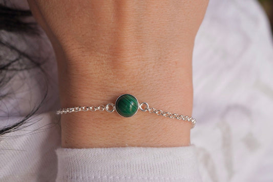 Malachite Sterling Silver Bracelet * Gift for her * Malachite jewellery