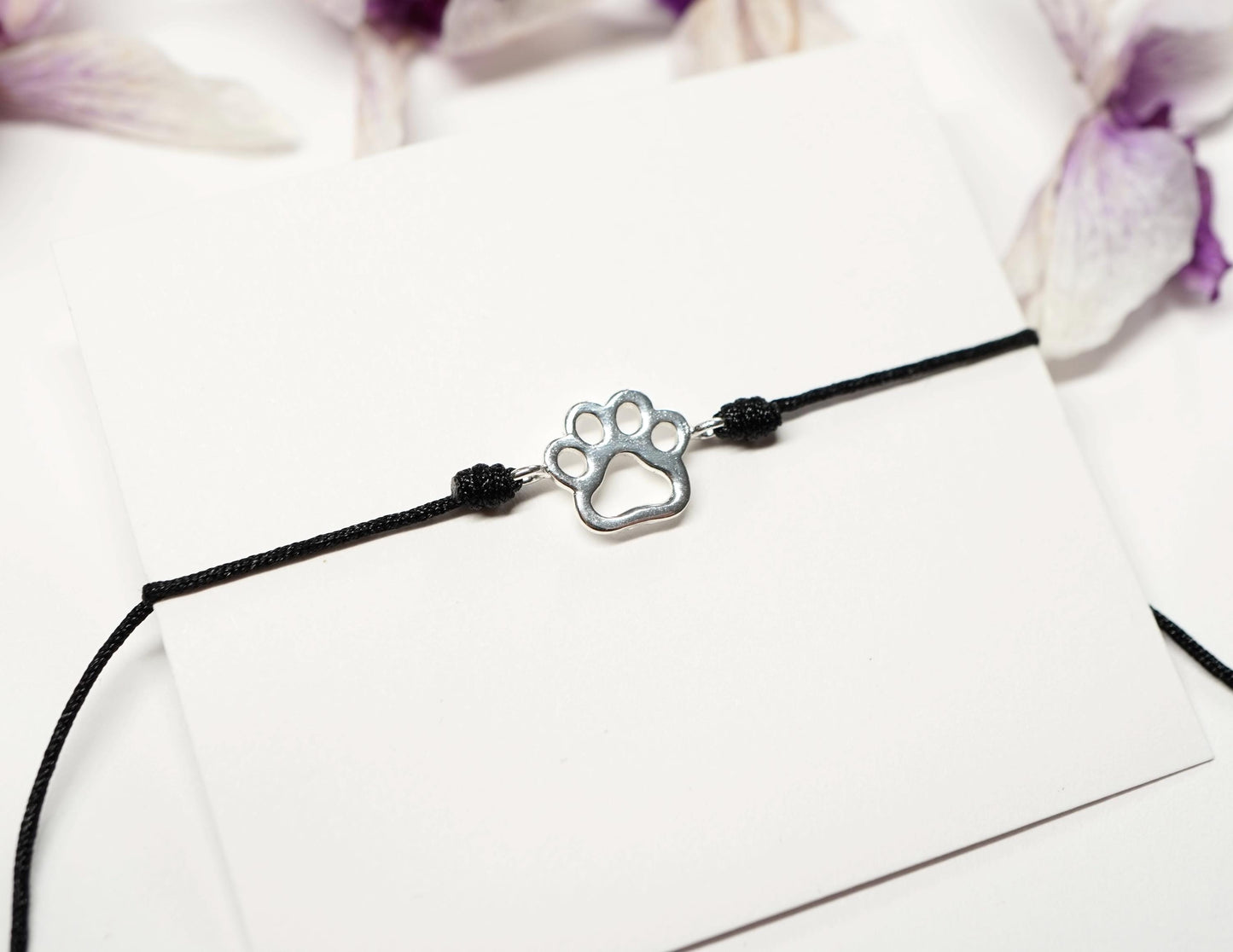 Paw Sterling Silver Cord Bracelet * Animal fan * Gift for her