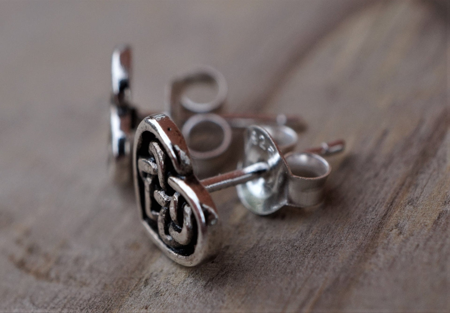 Celtic Heart Sterling Silver Knot Stud Earring, Wiccan, Pagan, Promise earrings, Viking jewellery, gift for her