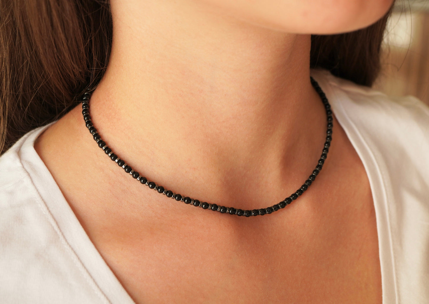 Onyx Hematite Necklace * Black jewellery * Onyx necklace * Black necklace