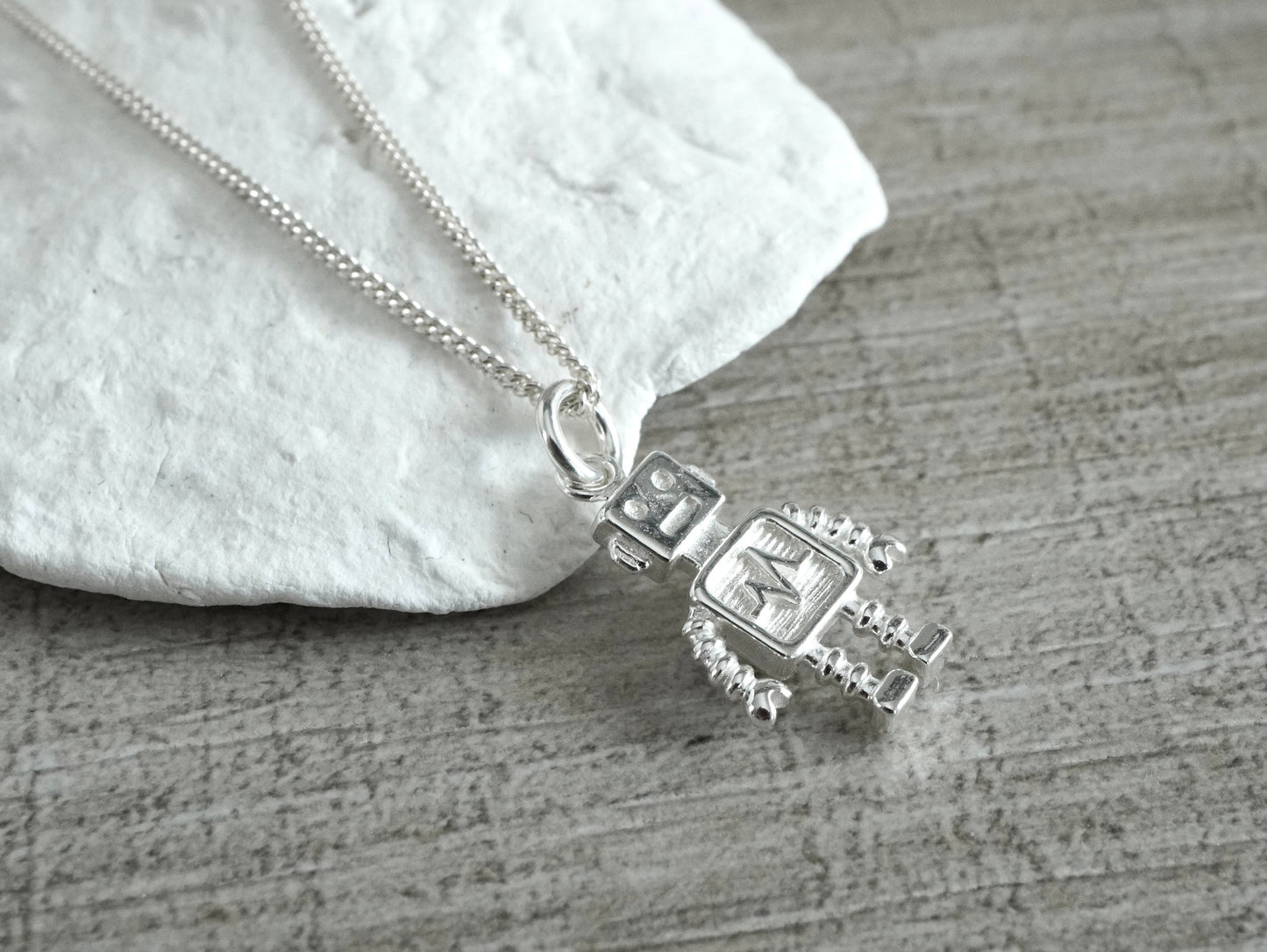 Robot Sterling Silver Necklace * Robot pendant * Gift for her *