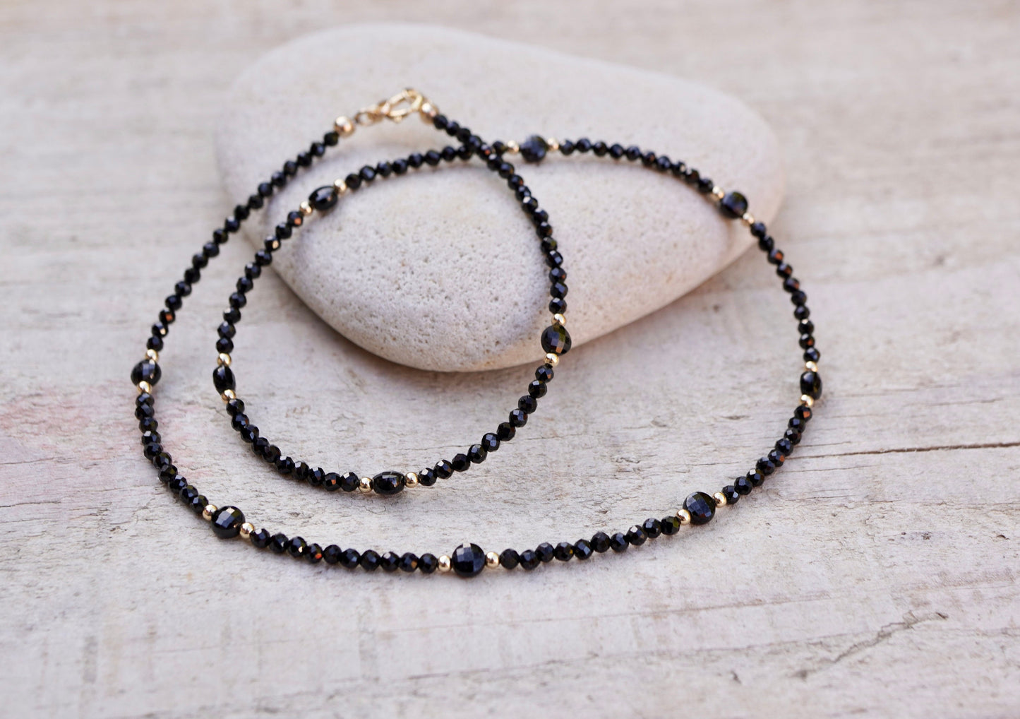 Black Sparkling Spinel Necklace * Choker * Dainty * Shiny Jewelry * Feminine * Gift for her