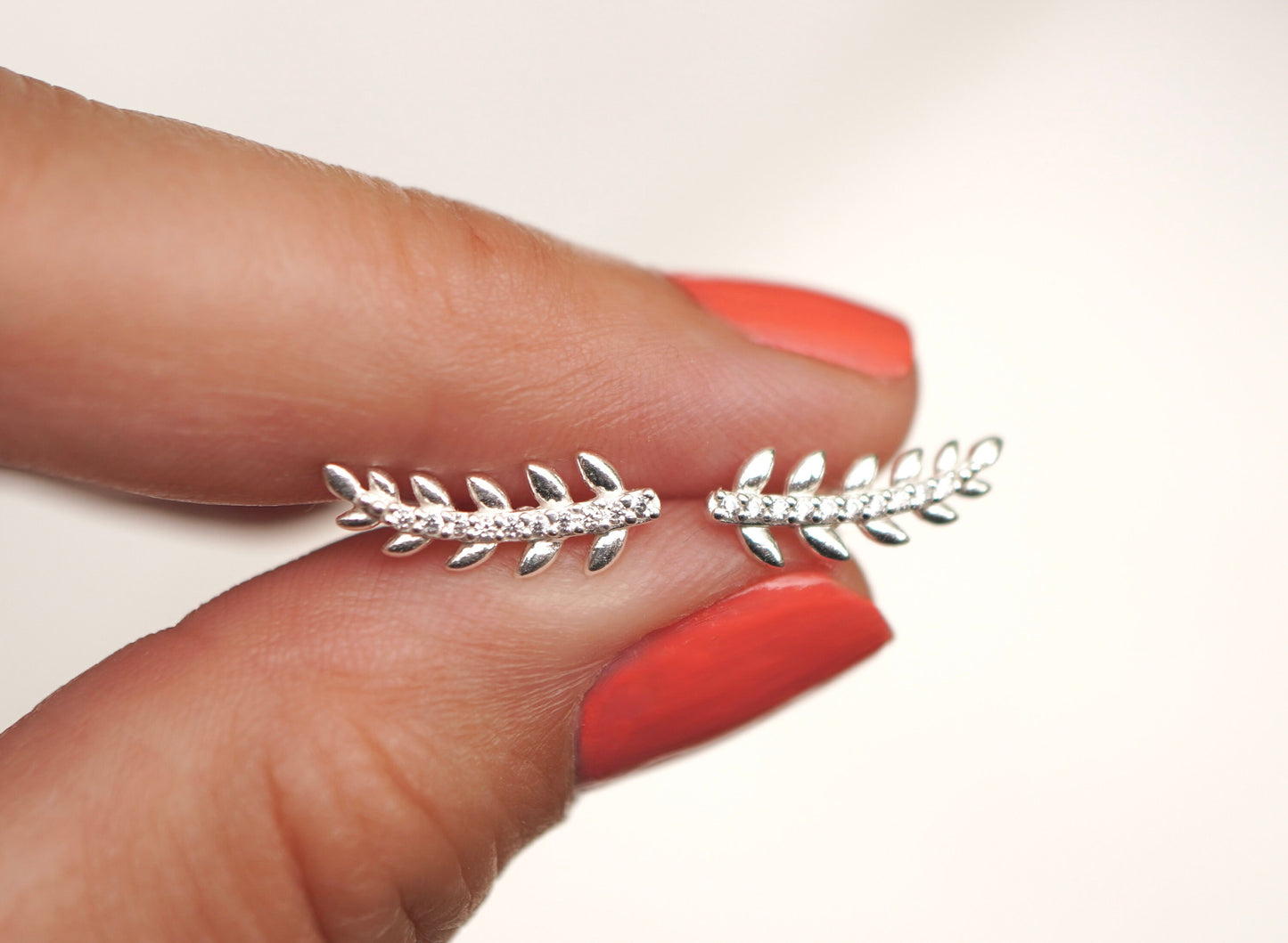 Sterling Silver Olive Leaf Stud* Dainty * Gift for her* Feminine * Silver leaf