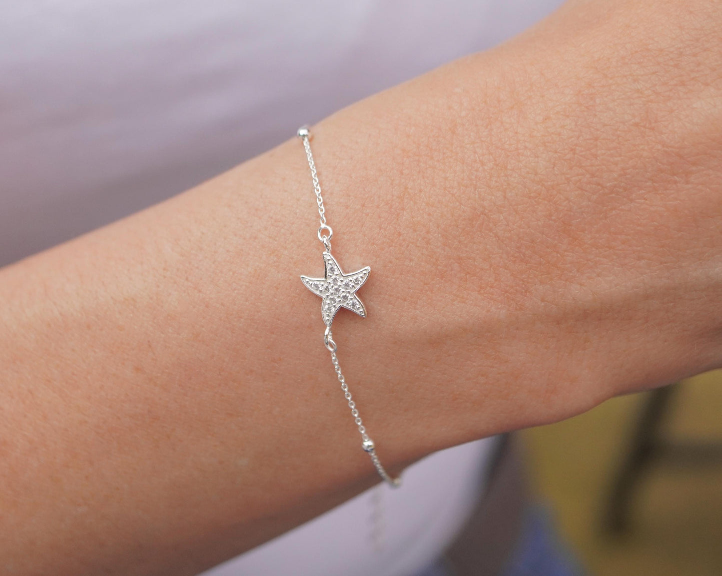 Dainty Starfish Sterling Silver Bracelet * Gift For Her * Summer jewelry * Nautical bracelet