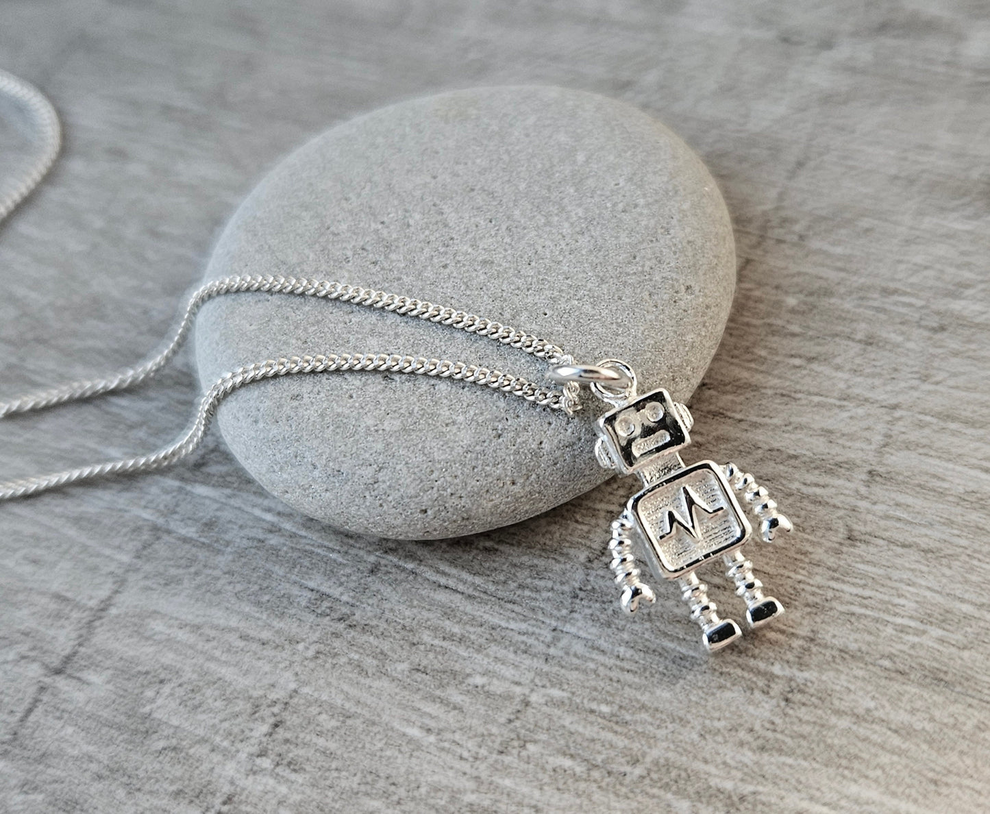 Robot Sterling Silver Necklace * Robot pendant * Gift for her *