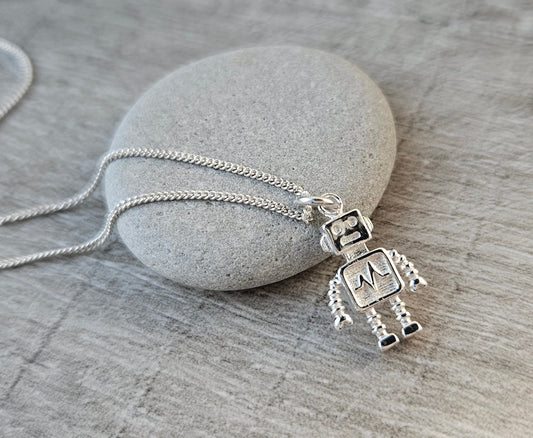 Robot Sterling Silver Necklace * Robot pendant * Gift for her *