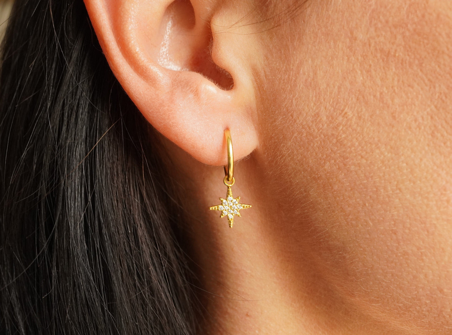 Northern Star Hoop Earrings * Boho earrings *  Golden hoop * Feminine jewellery