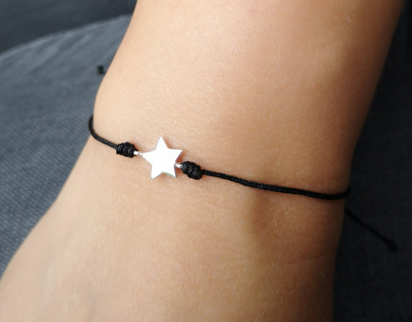 Star Sterling Silver Dainty Cord Bracelet* Feminine* Layered Bracelet* Gift for her
