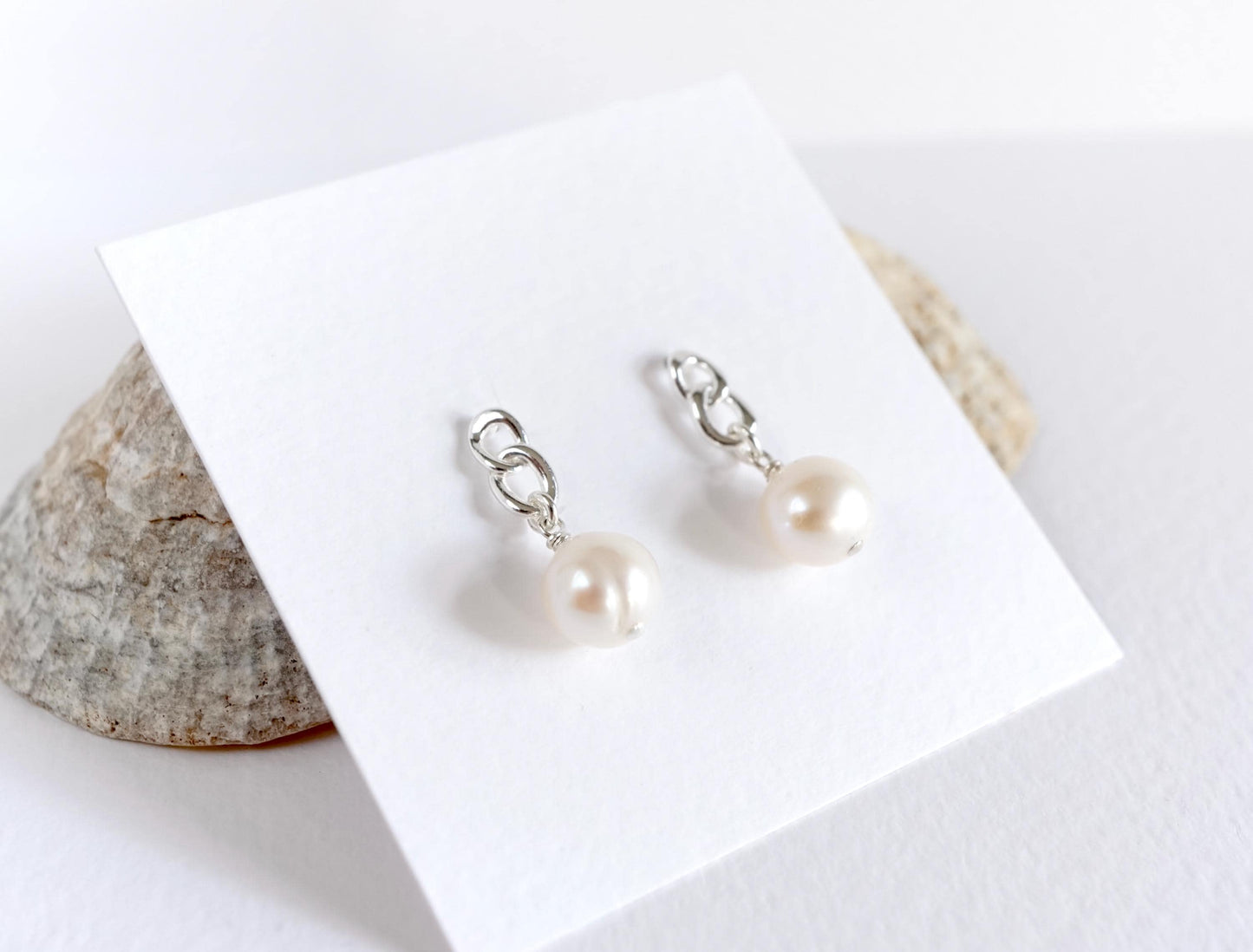 Pearl Chain Stud Earrings  * Pearl earrings * Gift for her
