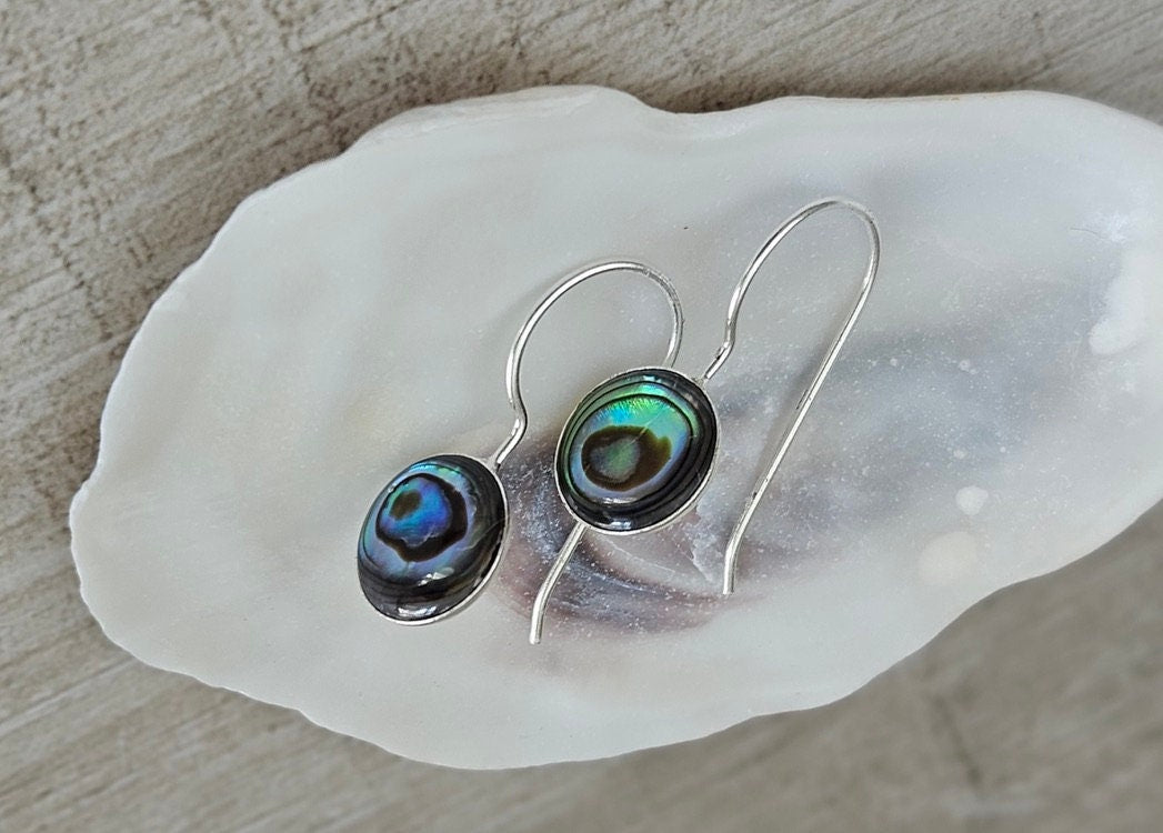 Abalone Sterling Silver Earrings * Shell Earrings *