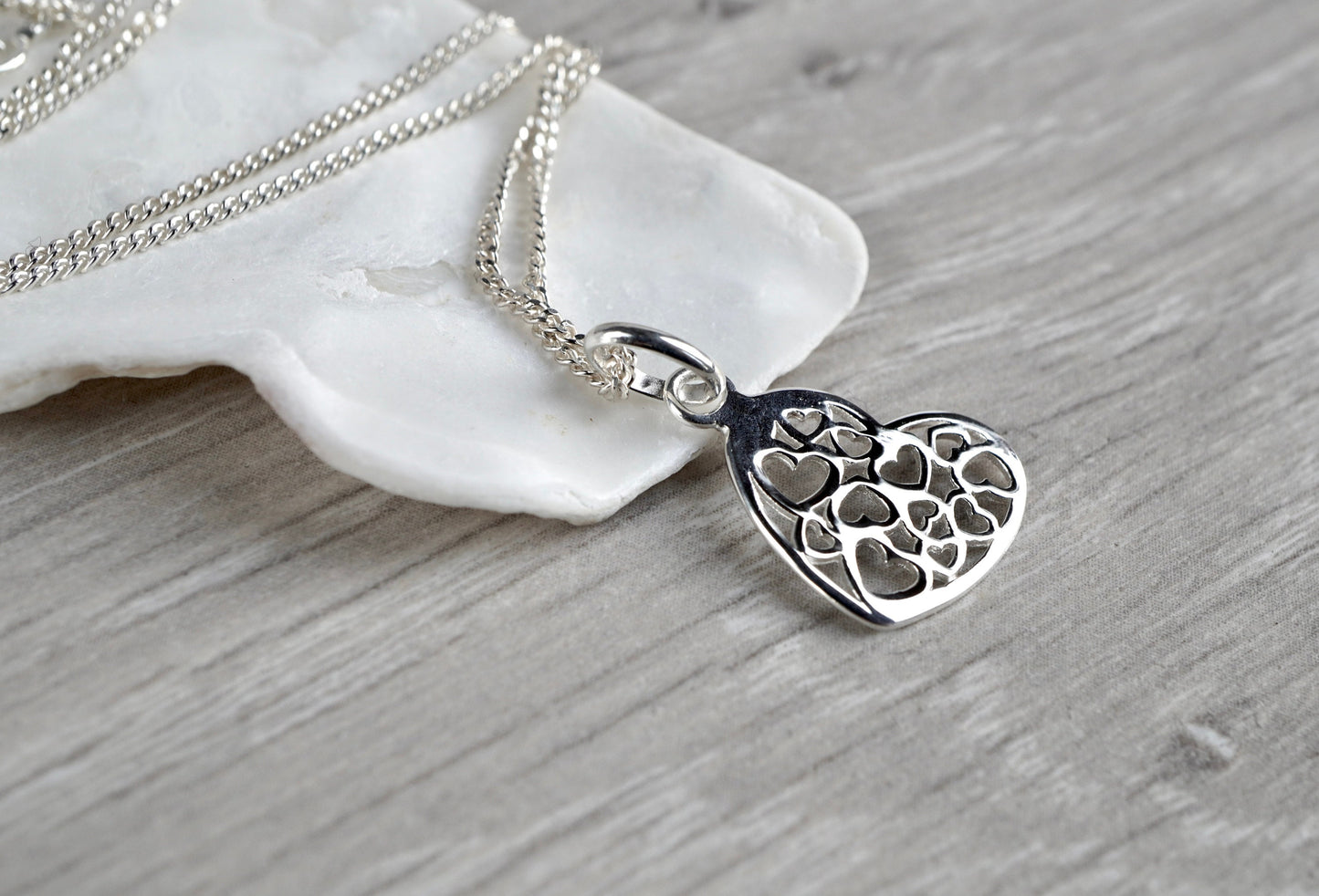 Sterling Silver Heart Charm Necklace * Silver heart * Gift for her * Plain necklace *