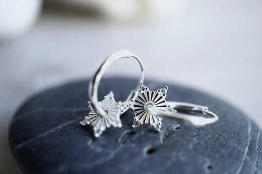 Silver Star Hoop Earrings * Boho earrings *  Silver hoop * Feminine jewellery