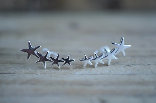 Four Stars Stud Earrings * Stud Earrings * Star earrings * Sterling Silver Stud