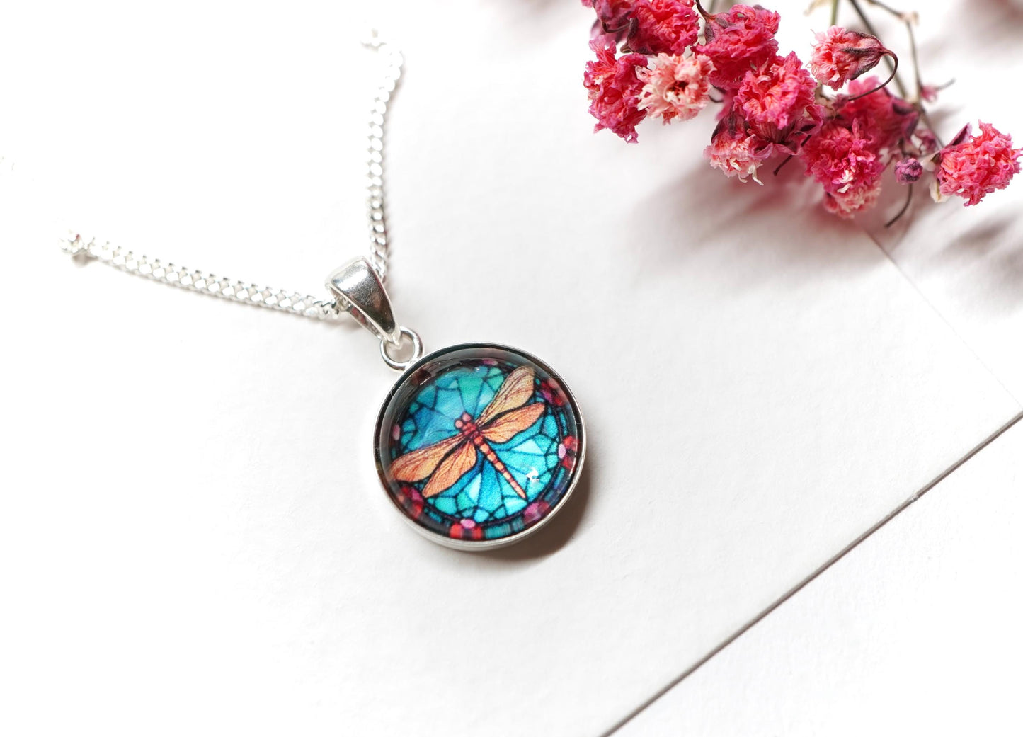 Small Sterling Silver Dragonfly Necklace * Silver necklace * Good luck symbol