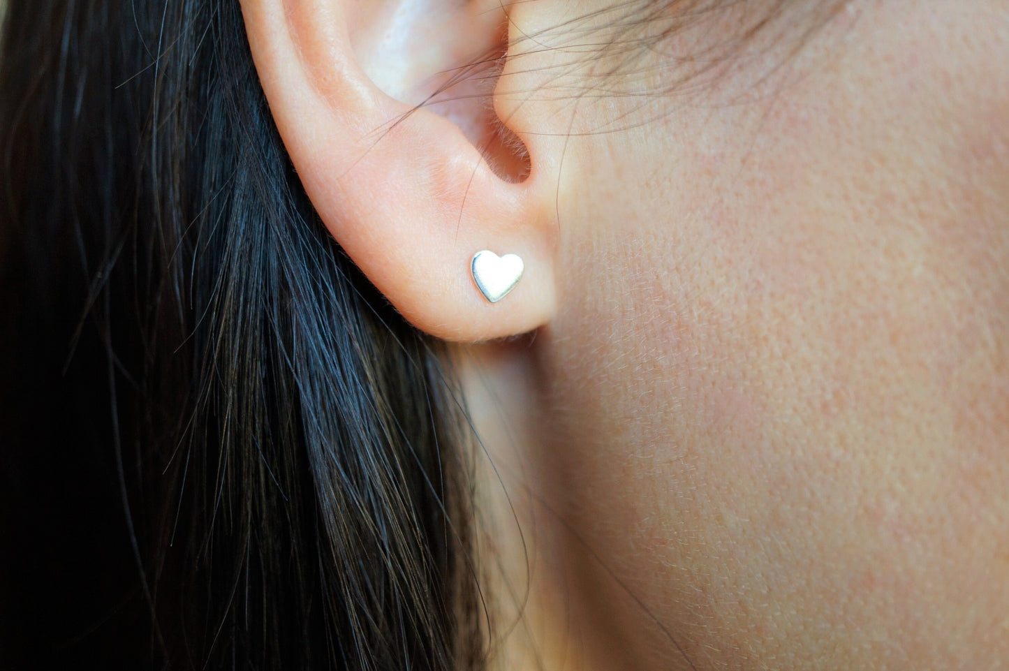 Flat Heart Stud Earrings, Stud Earrings, Heart earrings, Sterling silver stud