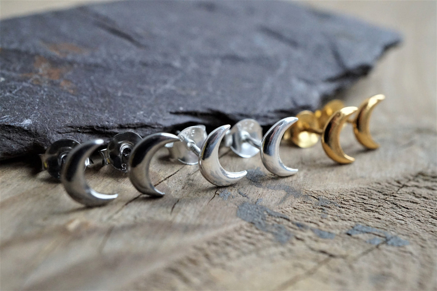 Sterling Silver Crescent Moon Earrings * Stud earrings * Moon jewelry * Gift for her