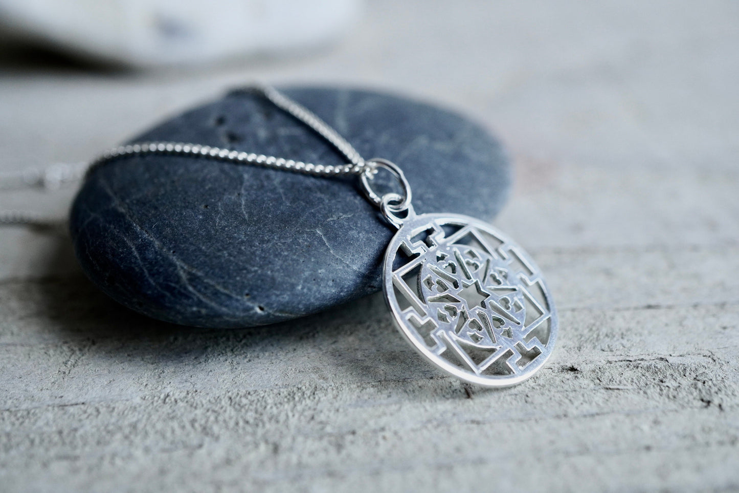 Sterling Silver Yantra Necklace * Silver Yantra * Gift for her * Meditation symbol *