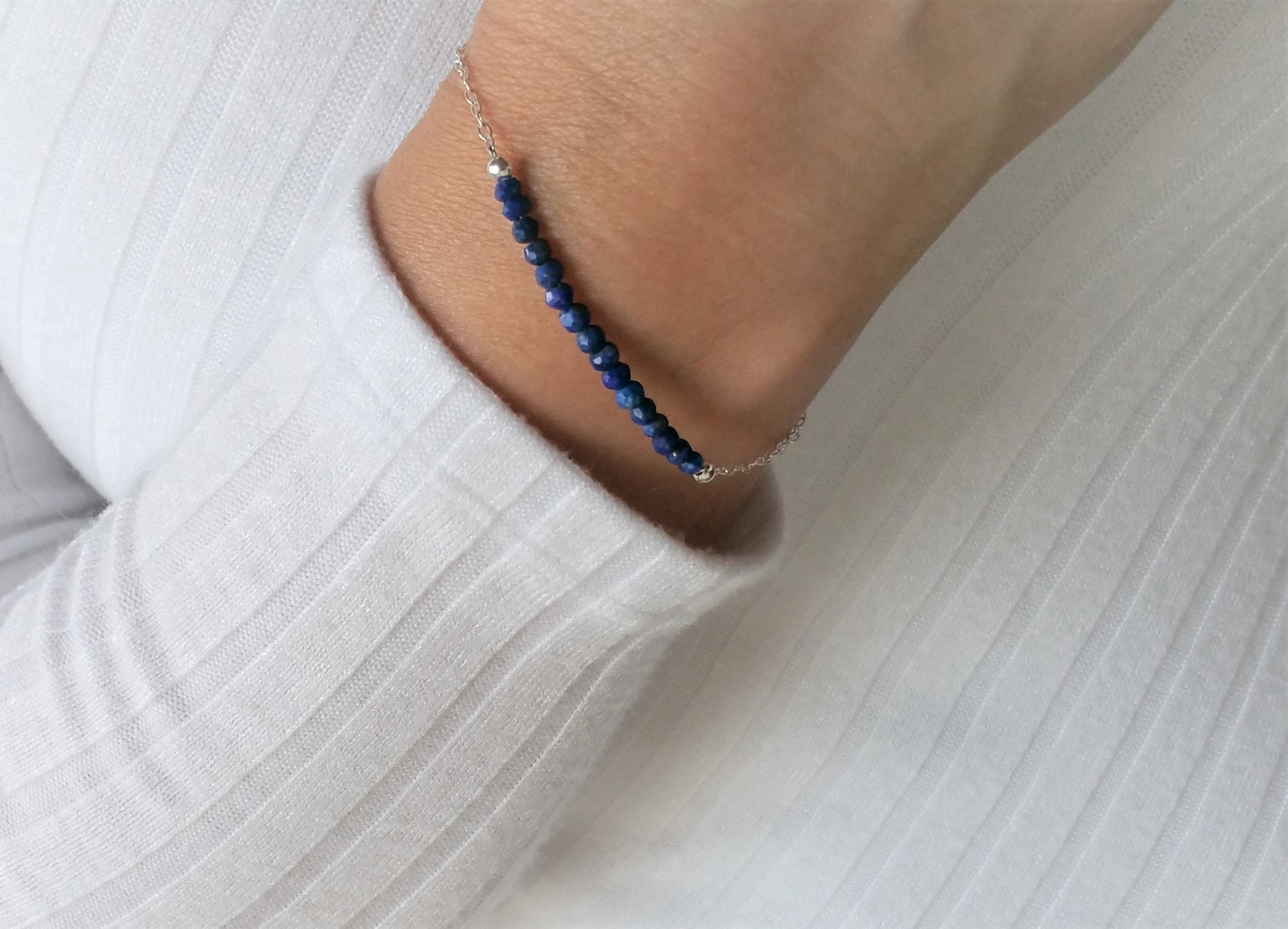 Lapis Lazuli Sterling Silver Bar Bracelet/Necklace * December Birthstone * Dainty bracelet *Gift for her *  Feminine