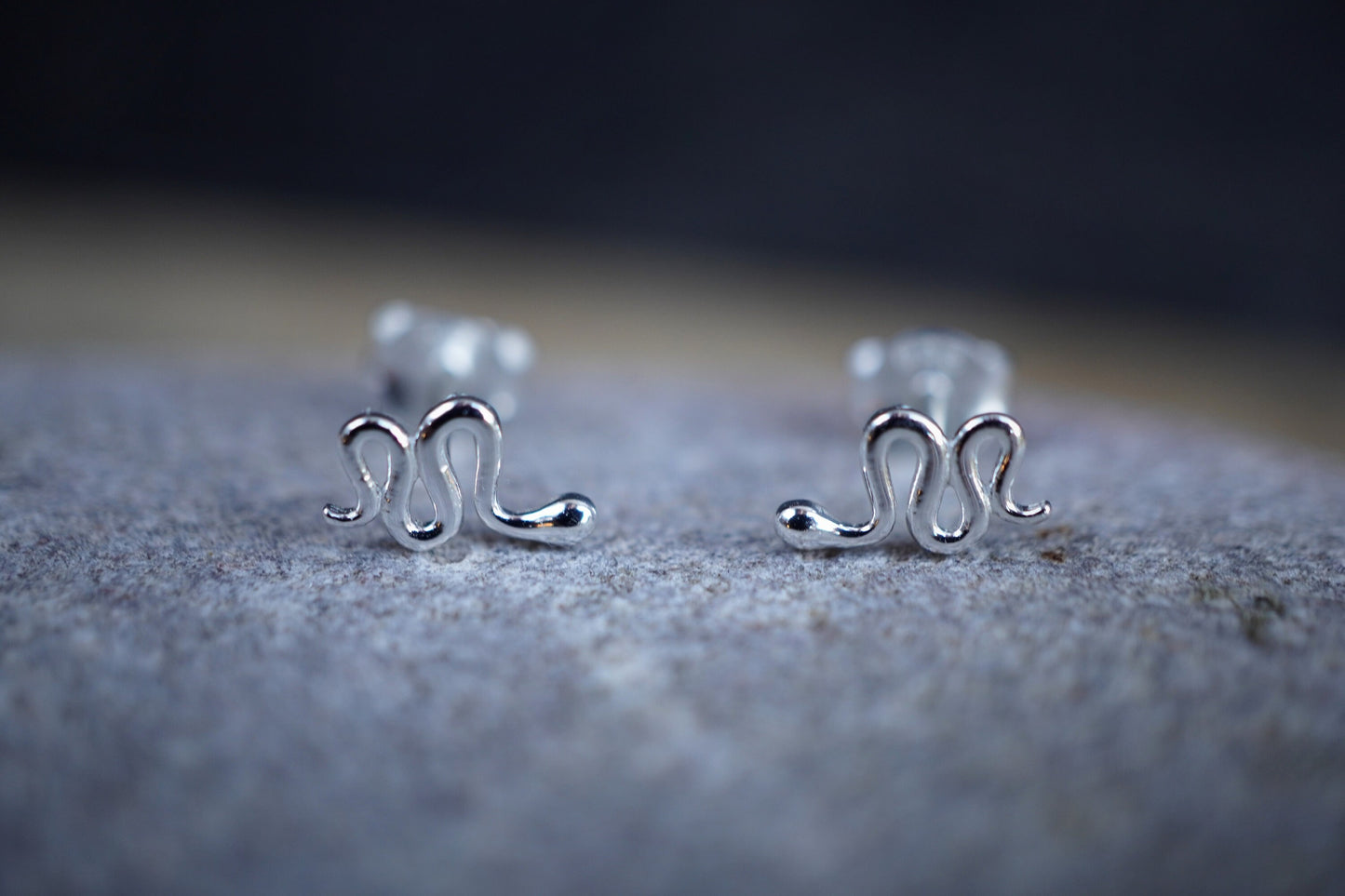 Tiny Snake Sterling Silver Dainty Ear Stud* Feminine * Symbol * Fertility * Rebirth