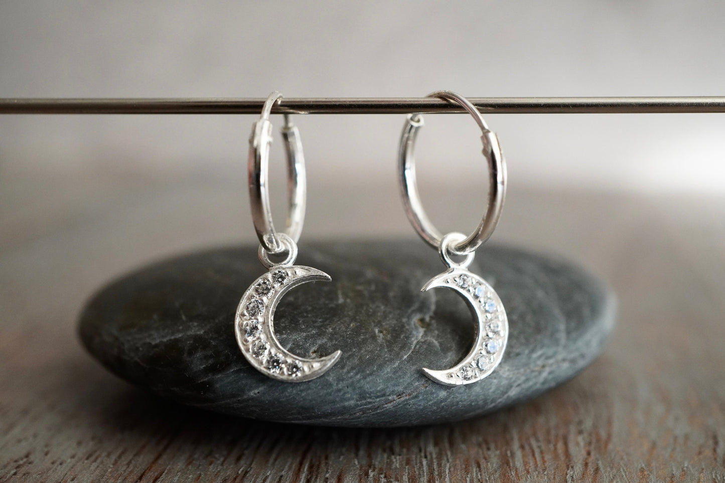 Sterling Silver Moon Hoop earrings * Boho earrings * Moon earrings * Hoop jewellery