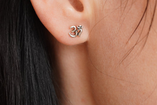 Ohm Sterling Silver Stud * Yoga jewellery * Om earrings * Ancient symbol