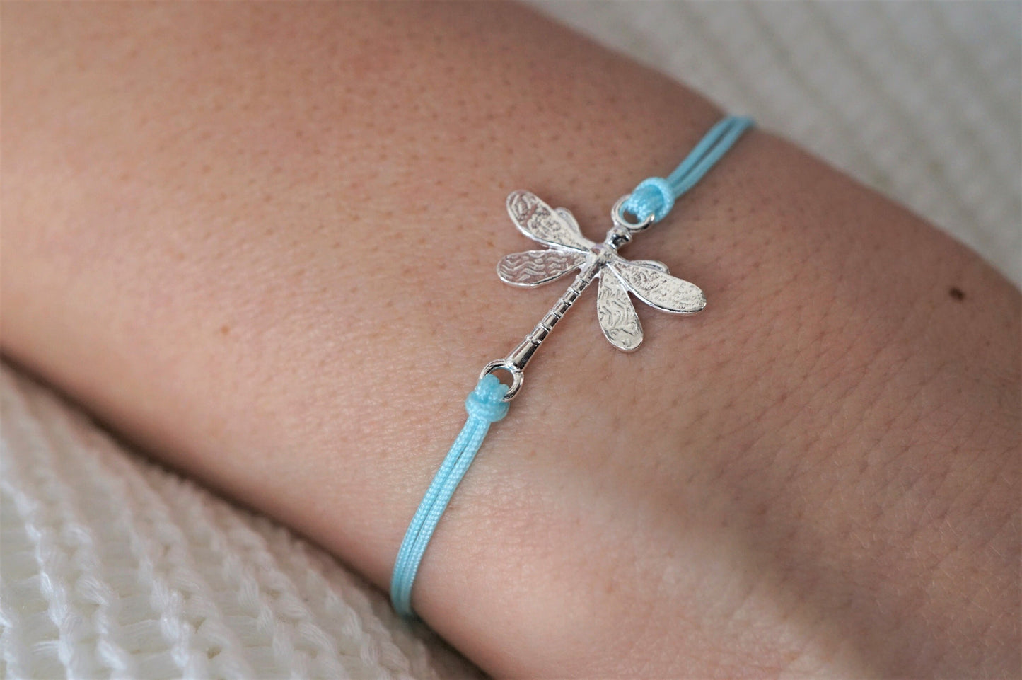 Dragonfly Sterling Silver Cord Bracelet • Adjustable Friendship Bracelet * Good Luck & Freedom Jewellery * Minimalist Gift