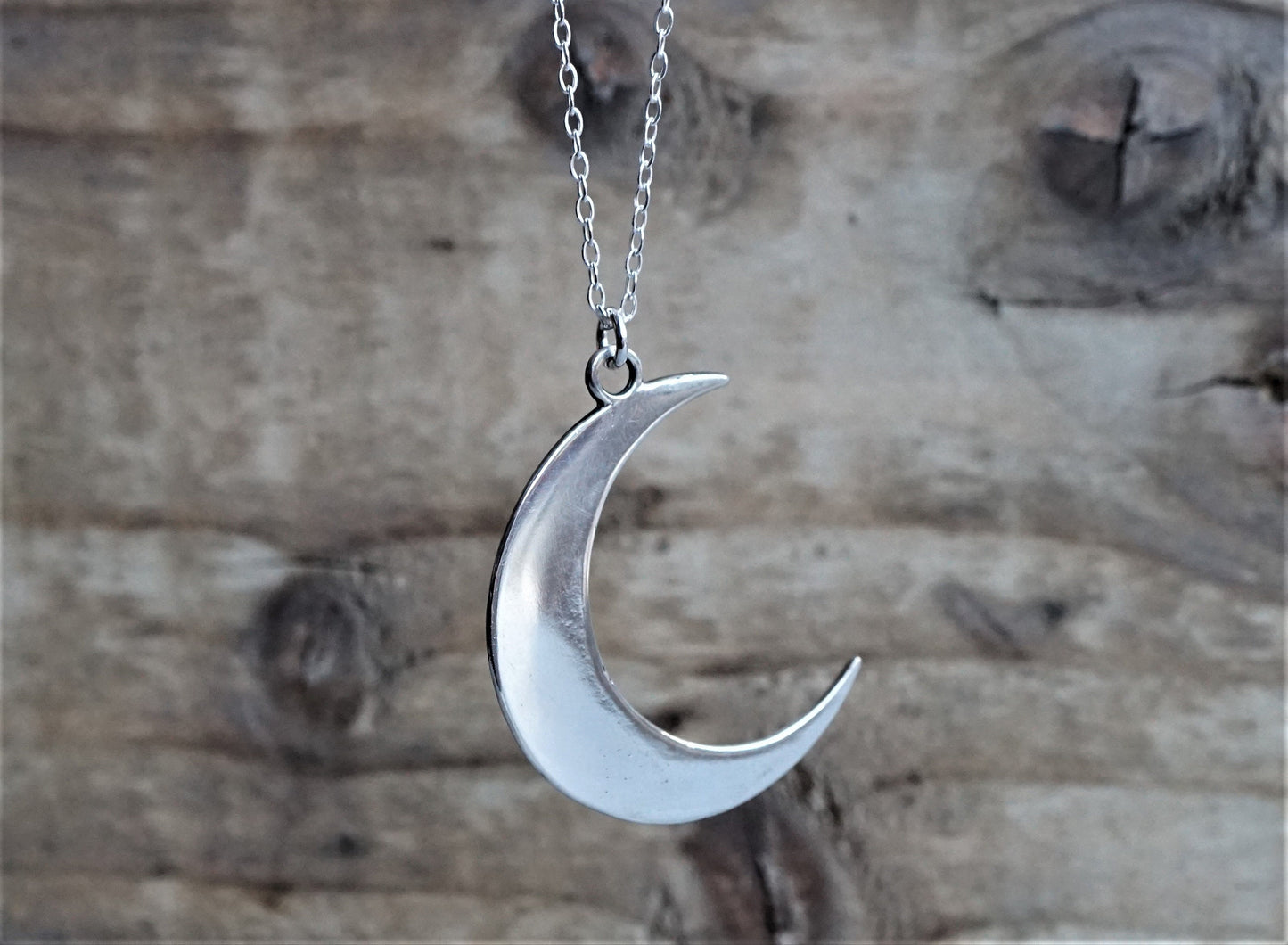 Big Crescent Moon Sterling Silver Long Necklace * Moon jewelry * Moon Necklace * Wiccan