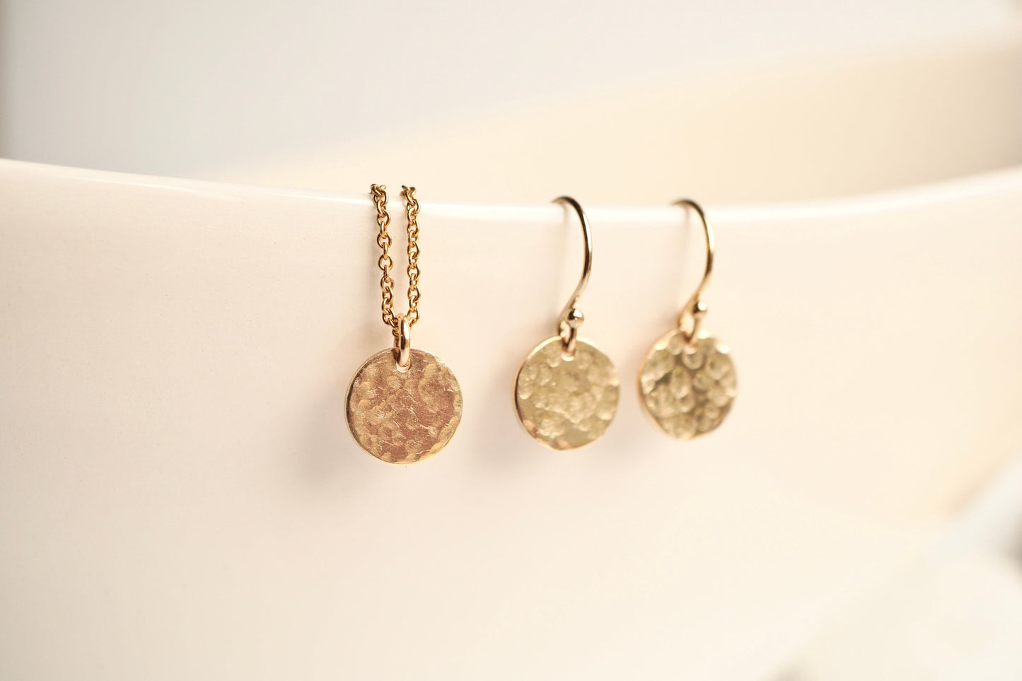 Gold Hammered Disc Earrings * Minimalist earrings * Feminine * Ethnic * Delicate earrings