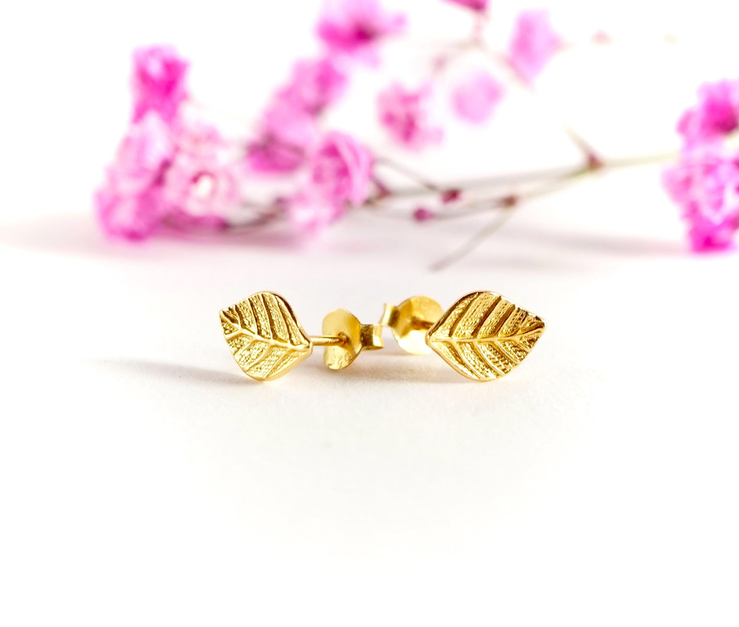Gold Sterling Silver  Leaf Stud* Dainty* Gift for her* Feminine*