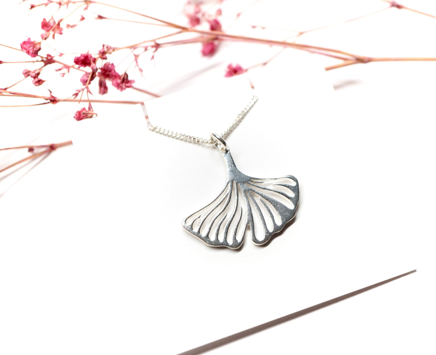Ginkgo Leaf Hoop Necklace * Leaf Necklace *  Ginkgo Biloba jewellery
