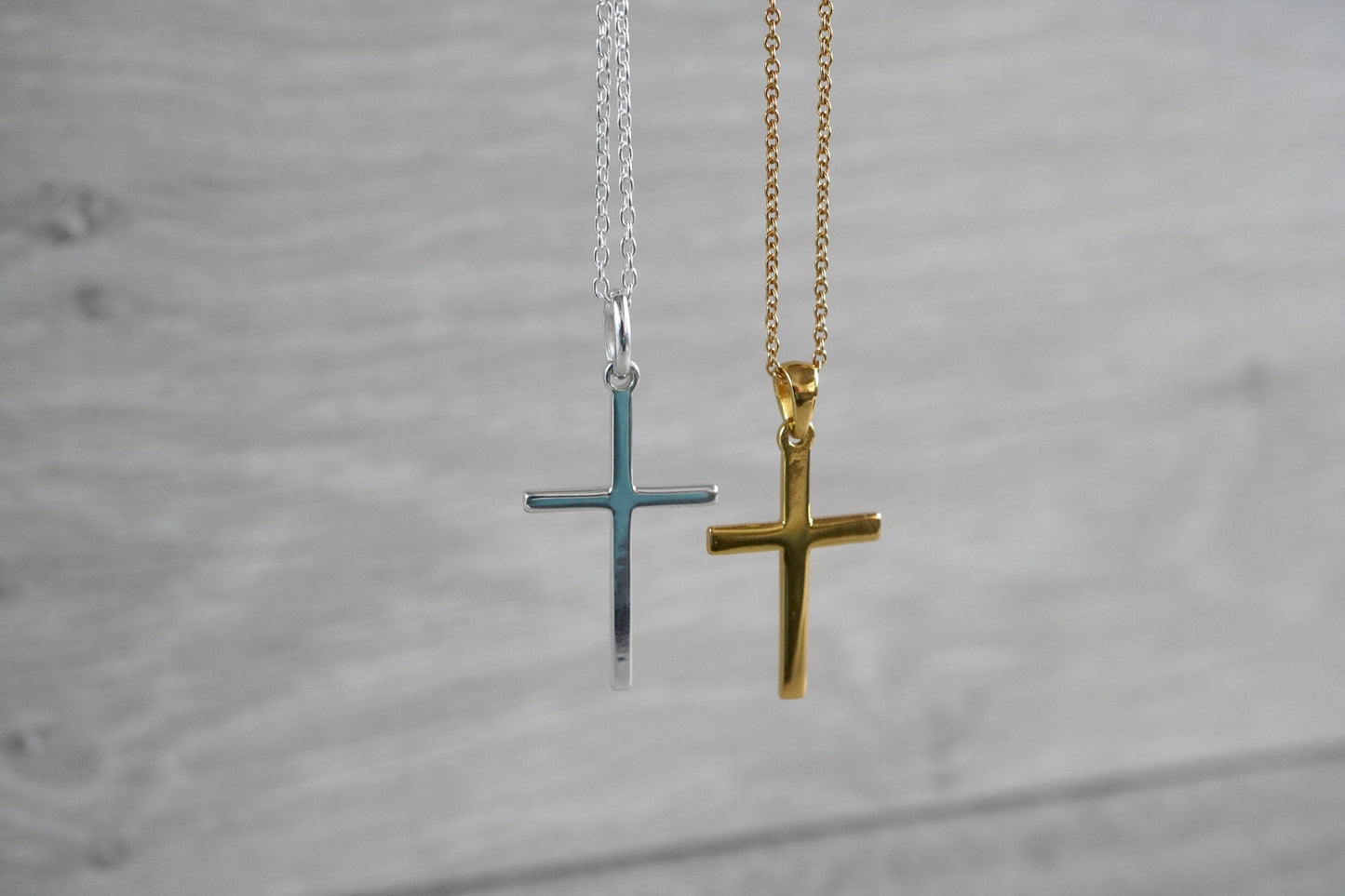 Sterling Gold Cross Necklace * Silver Cross * Gift for her * Plain Cross *