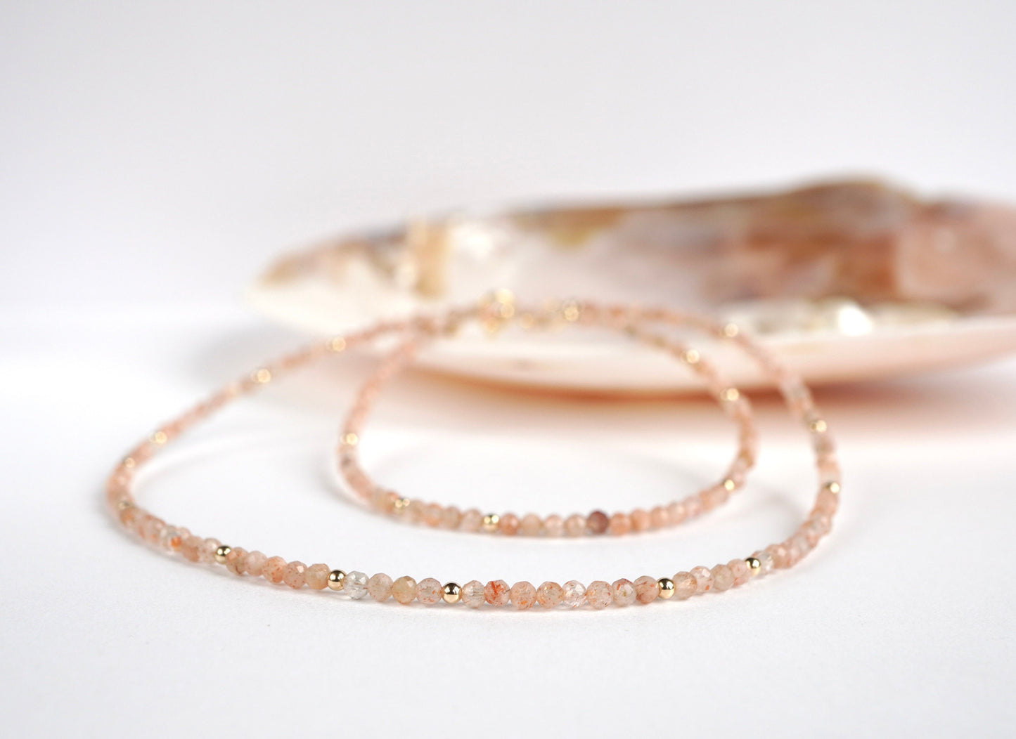 Faceted Sunstone Necklace * Natural colour necklace * Delicate choker necklace * Gift for her * Feminine