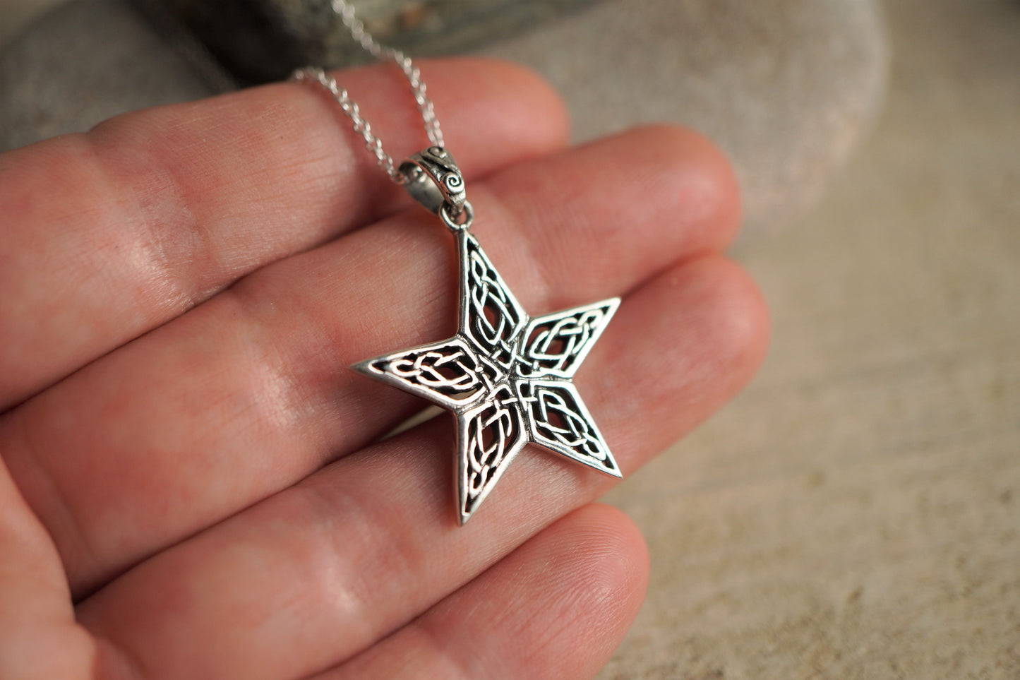 Celtic Star Necklace Sterling Silver * Filigree pendant * Gift for her* Feminine
