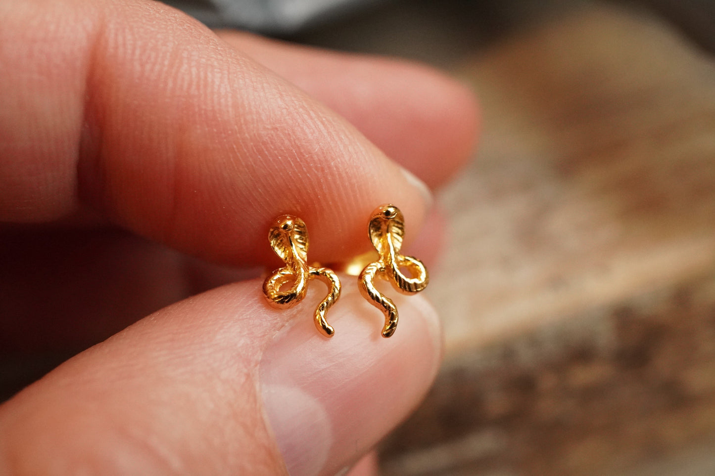 Tiny Cobra Stud Earrings * Sterling Silver * Snake jewellery