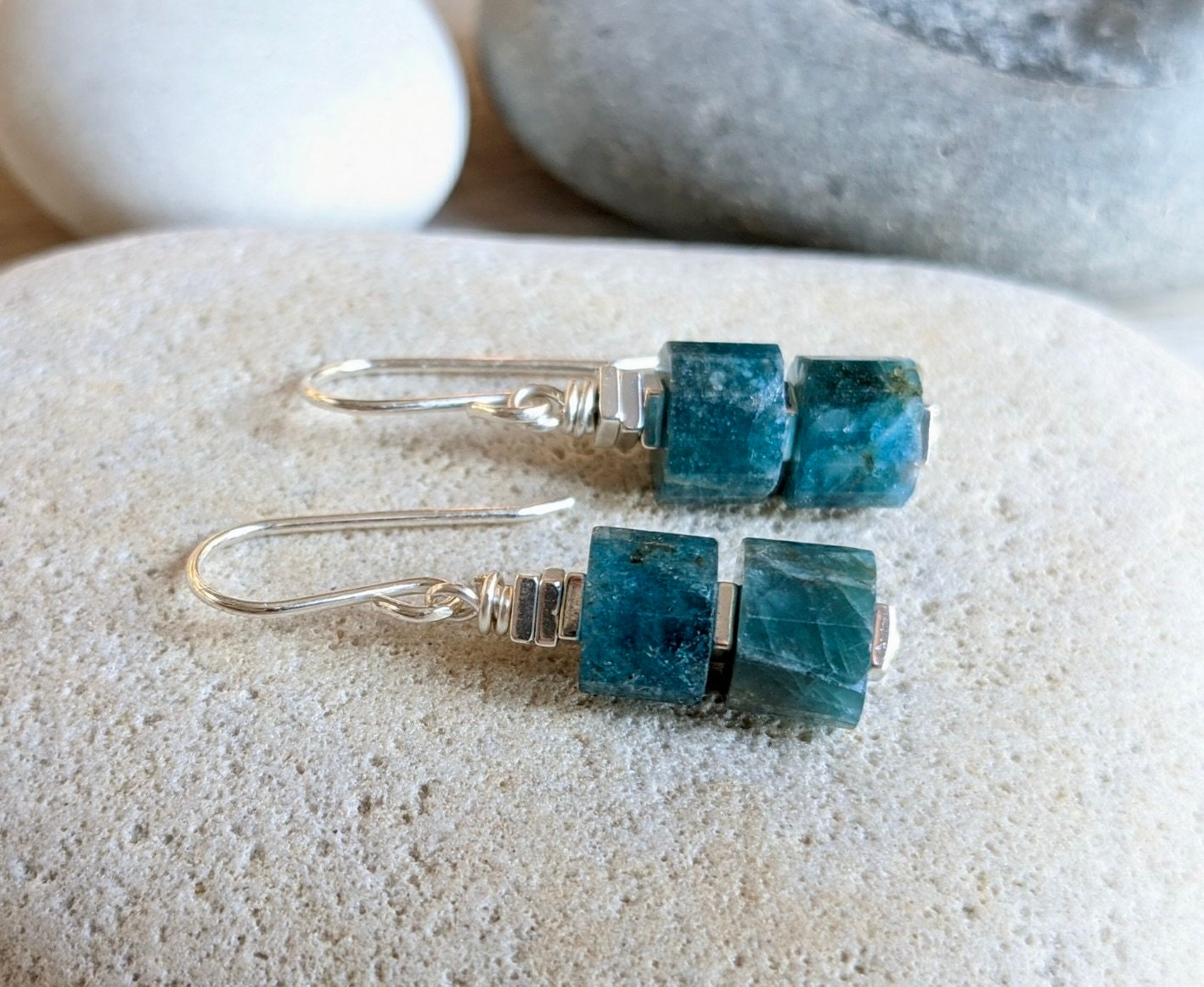 Apatite Drop Earrings * Blue Earrings * Gift for her