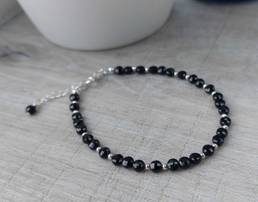 Black Sparkling Spinel Bracelet * Black Bracelet * Feminine * Gift for her