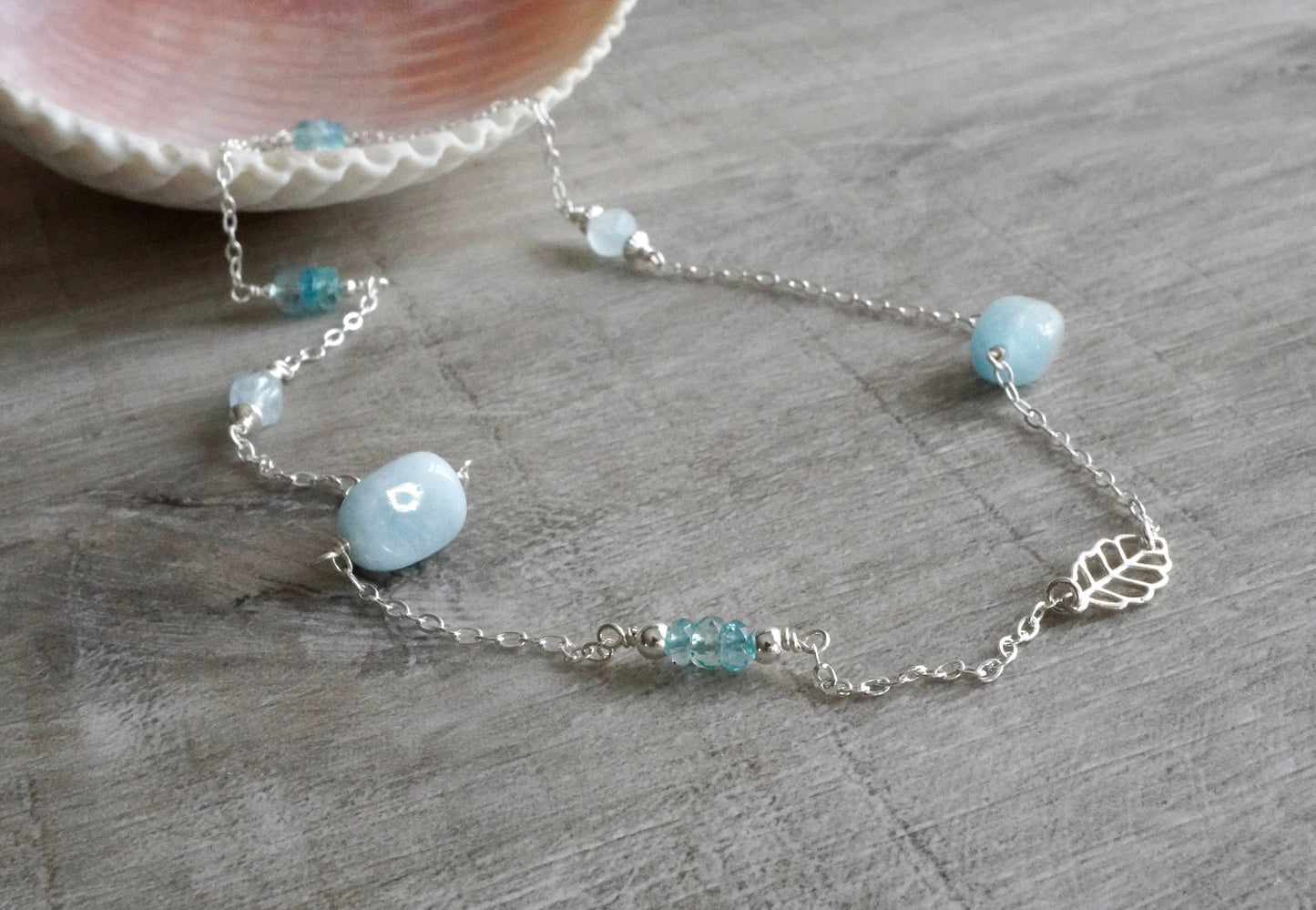Aquamarine Sterling Silver Necklace * March Birthstone * Aquamarine Jewelry * Dainty Necklace * Gift for her * Feminine