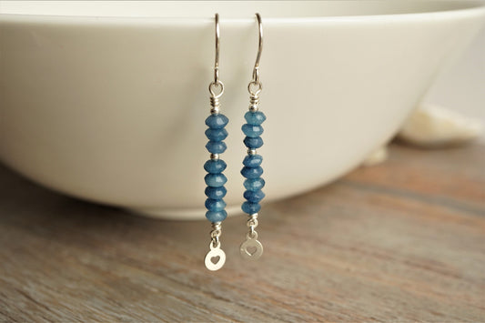 Blue Jade Sterling Silver Earrings * Gift for her * Feminine * Dangle earrings * Blue earrings