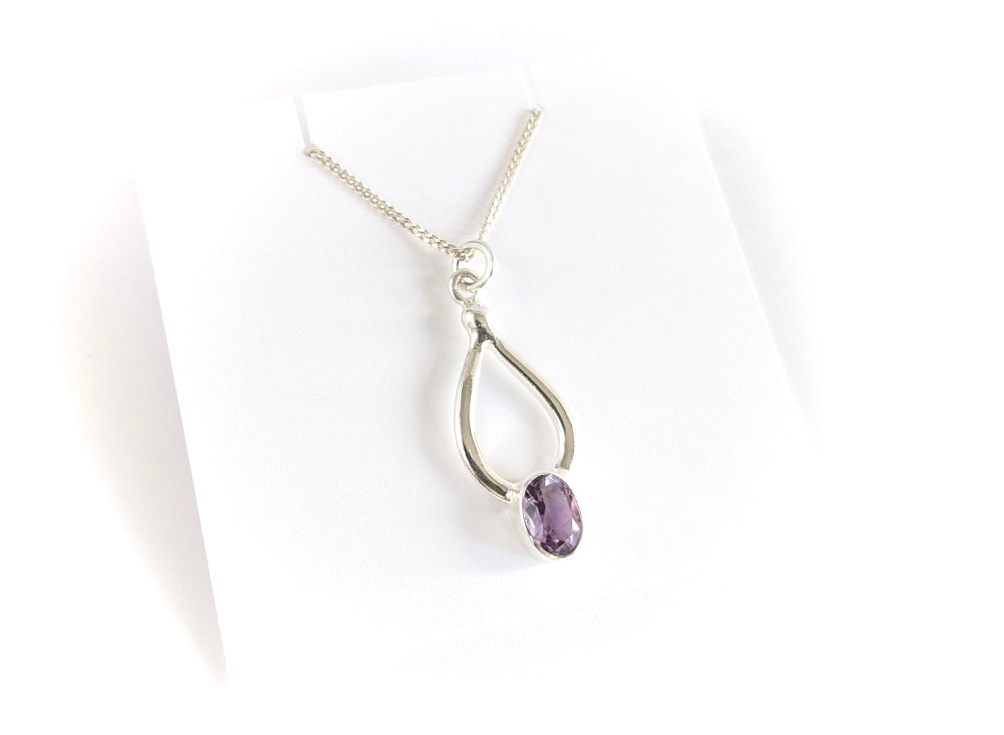 Amethyst Drop Necklace * Sterling Silver necklace * Gift for her * February gift