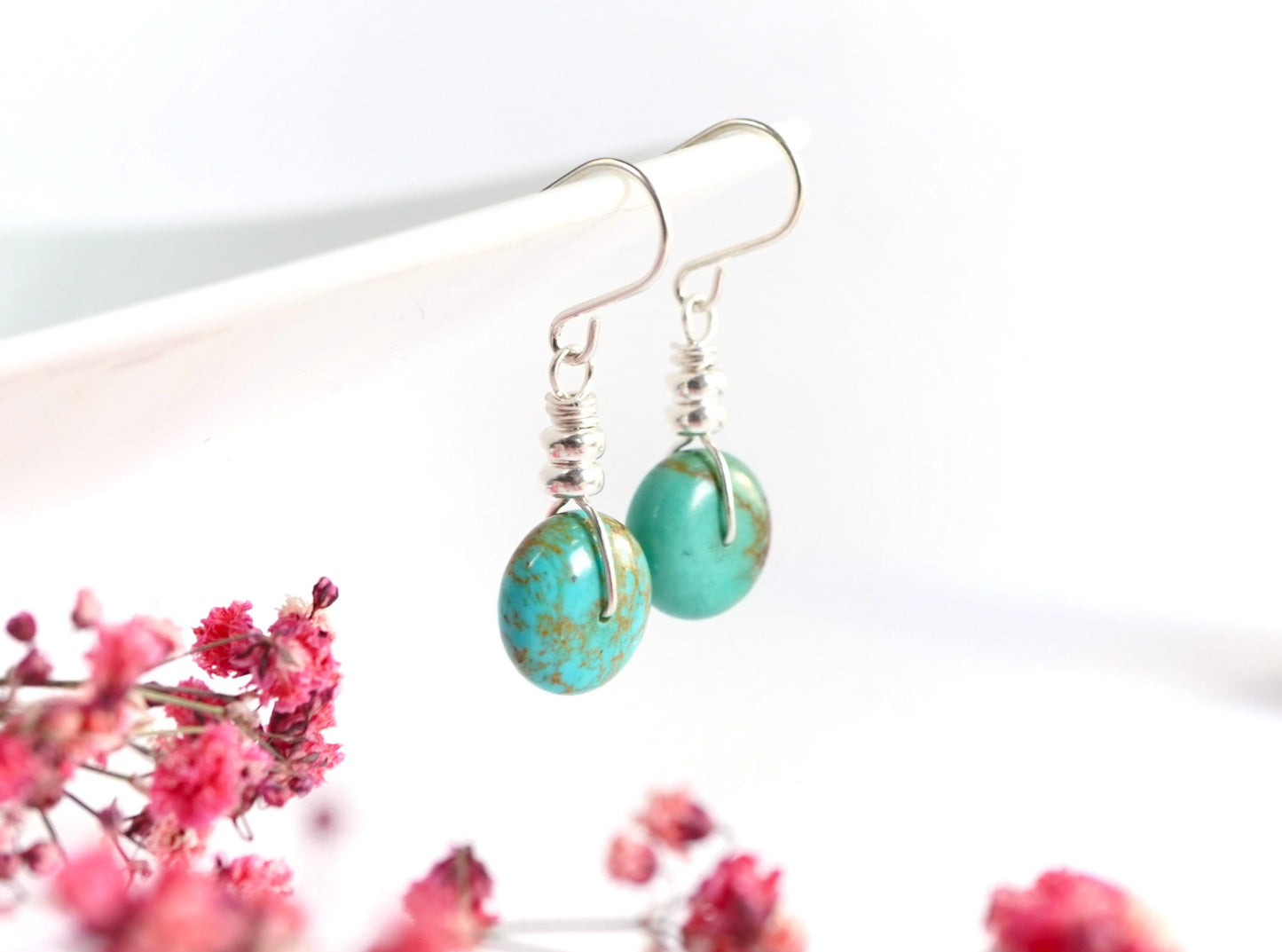 Turquoise Earrings with Sterling Silver * December Birthstone * Turquoise Jewelry* Talisman stone