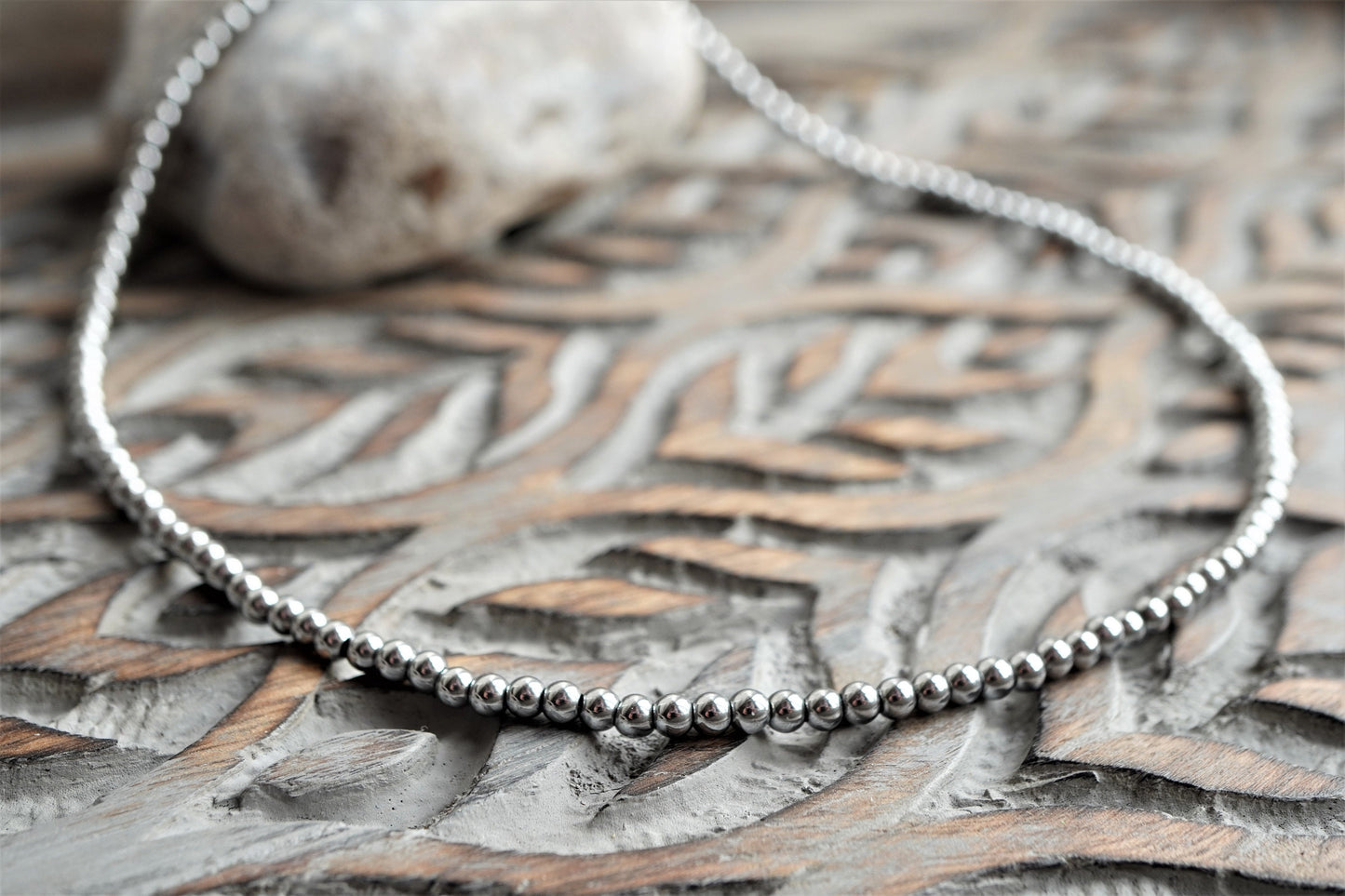 Silver Hematite Choker Necklace * Silver necklace * Beaded necklace * Layered necklace